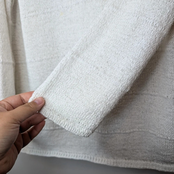 Vintage EasySpirit White Knit V Neck Long  Sleeve Top Sweater Woman 3 - Picture 5 of 9